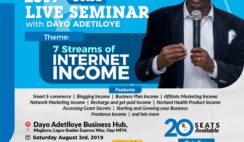 Special Invitation: Attend 2019 Lagos live Seminar  with  Dayo Adetiloye on August 3rd 2019.