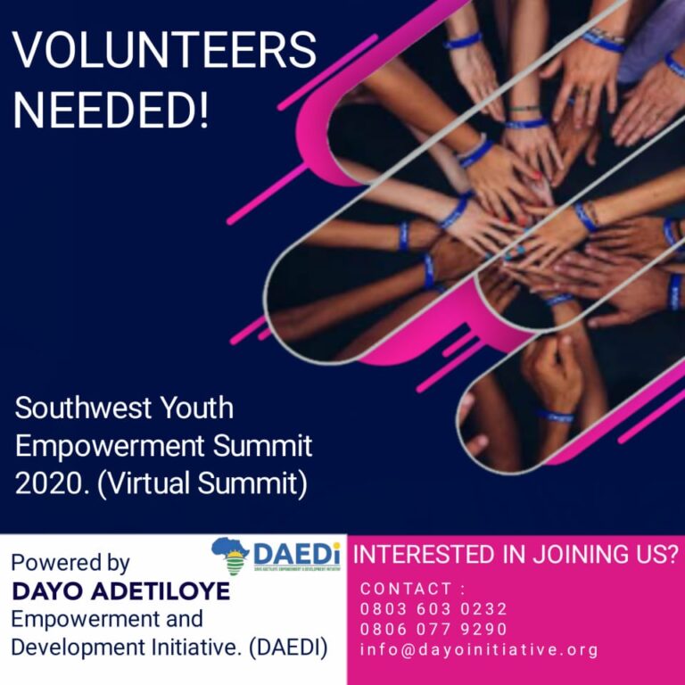 Call for Volunteers for Youth Empowerment Summit 2020.