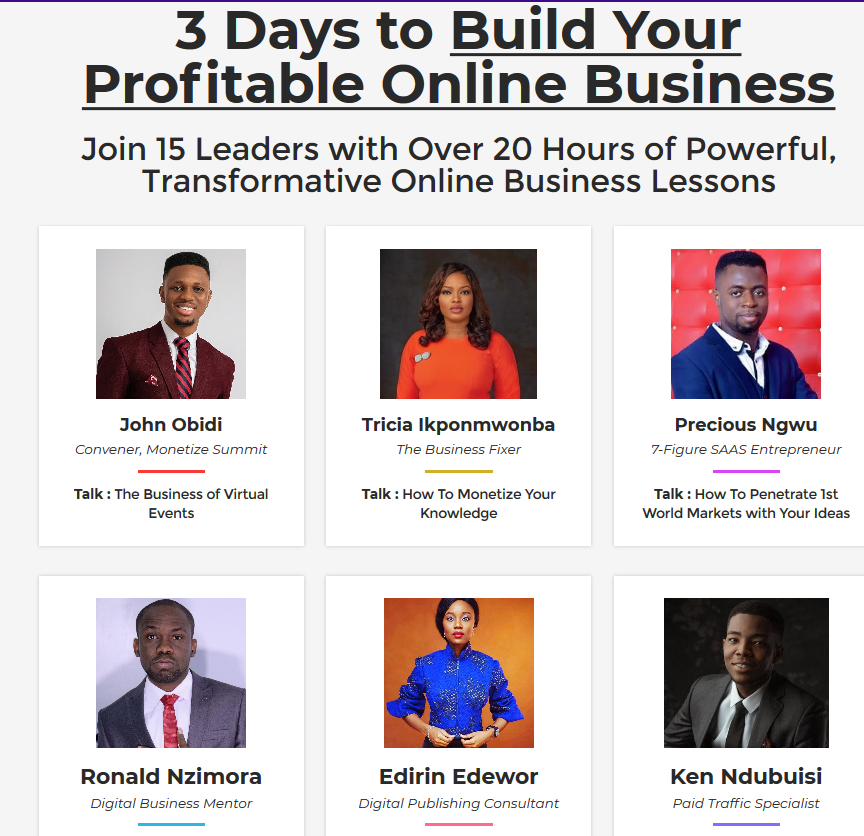Apply to attend Monetize Summit 2020: Unveiling The Business Models Behind 7-Figure Online Businesses organised by John Obidi of HeadStart Africa.