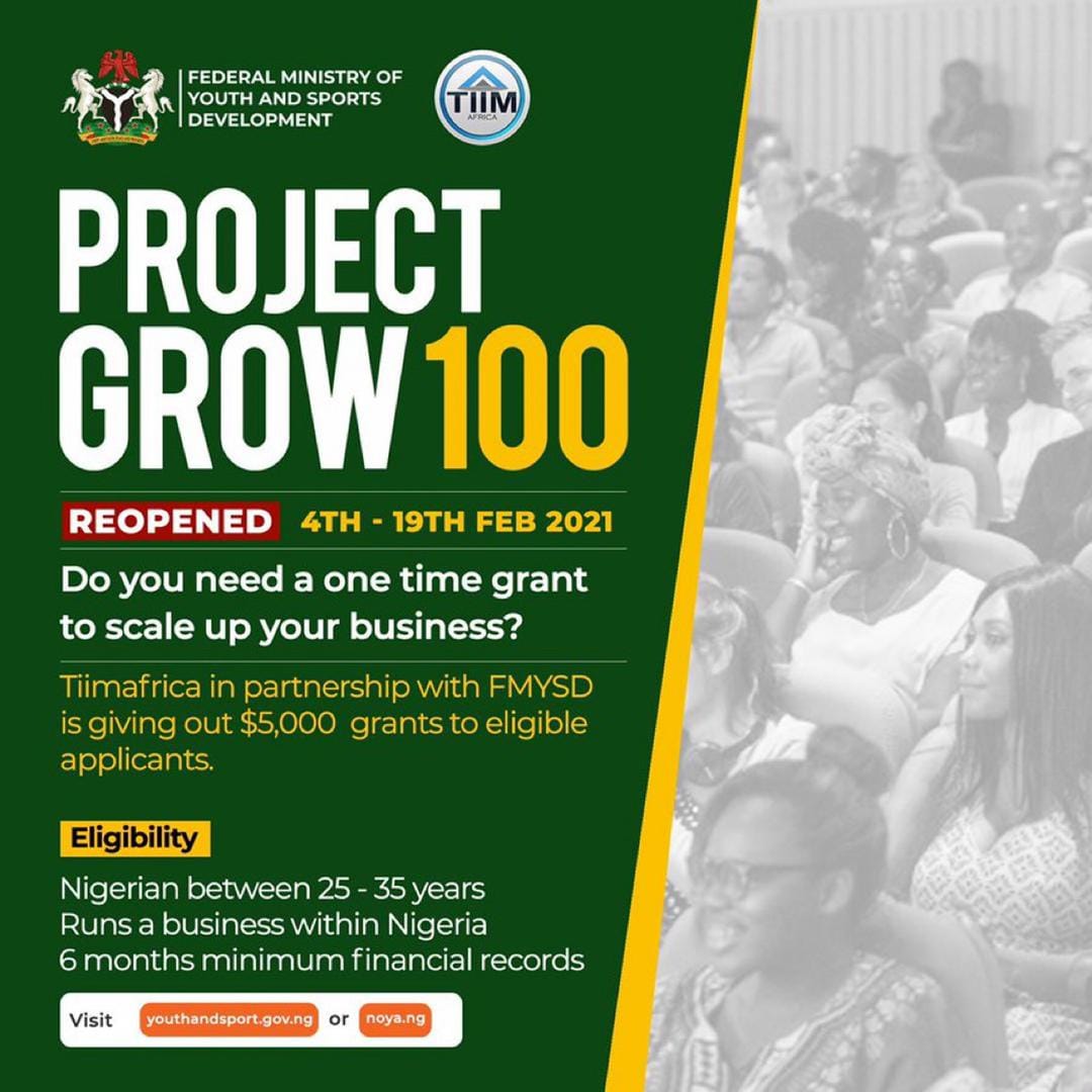 Apply for Project Grow 100 and Win $5000 from Federal Ministry of Youth ...
