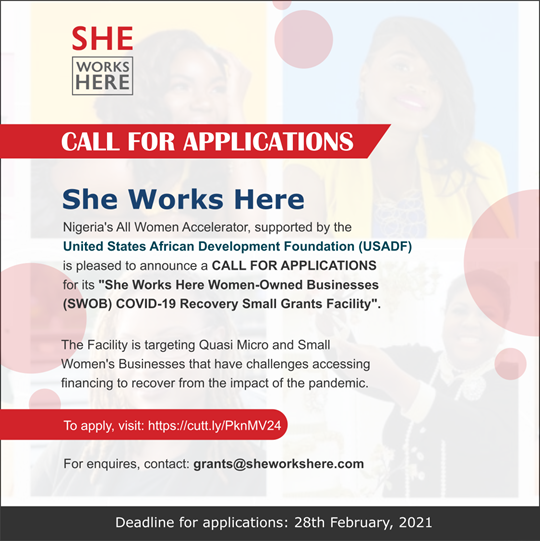 Apply and Access between N2.5Million - N3Million Women Grant from SHE WORKS HERE