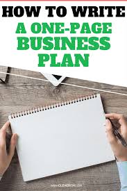 How to write a page business plan