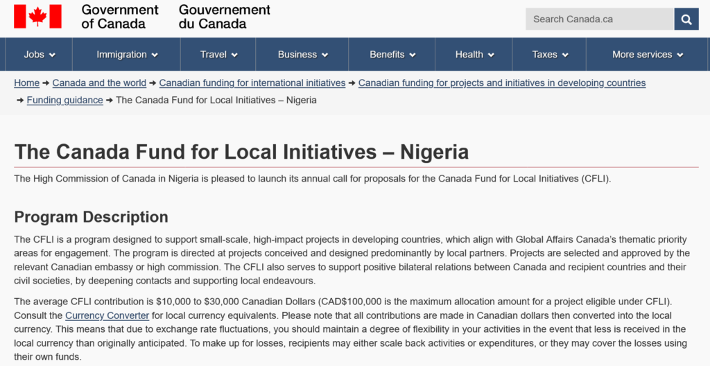 Apply for NGO Grant from The Canada Fund for Local Initiatives –