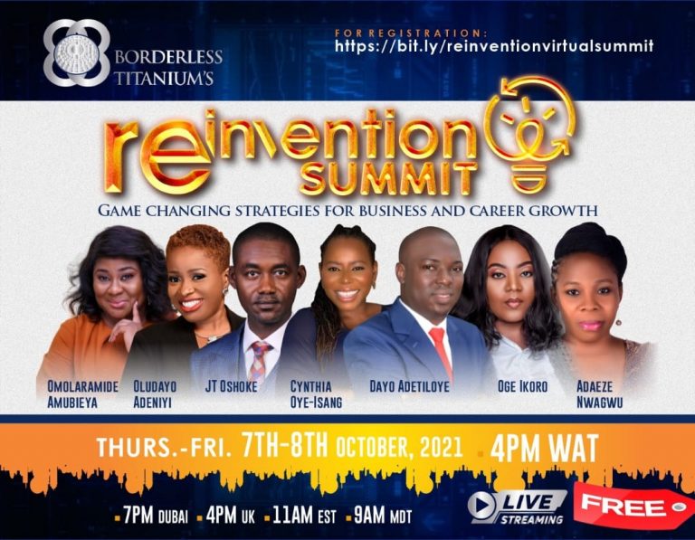 Apply to Attend Reinvention Business and Career Virtual Summit Coming up on 7th and 8th October 2021