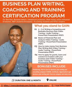 Business plan writing coaching