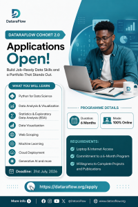 Dataraflow Cohort 2.0 Free 6-Month Tech Internship Program 2026: Apply Now