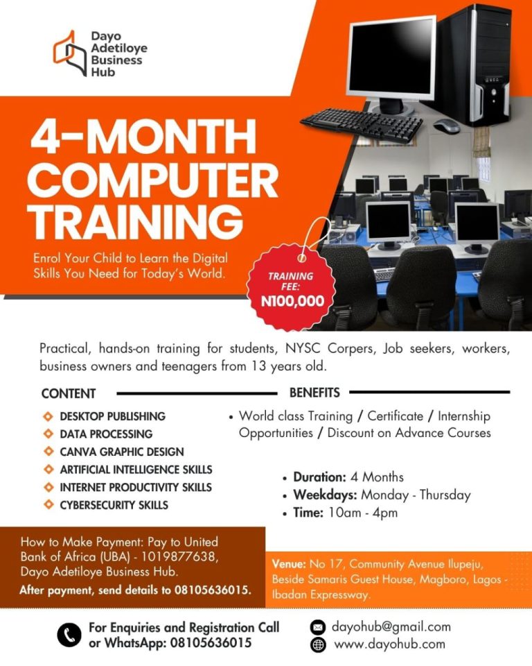 COMPUTER & DIGITAL SKILLS TRAINING IN MAGBORO, IBAFO & MOWE, OGUN STATE